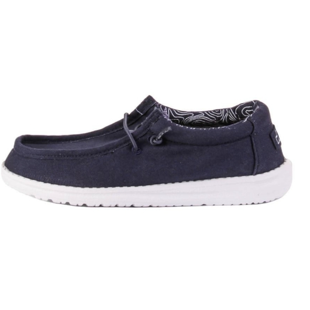 Hey Dude Wally Youth Navy Loafer Slip on shoes sz Y6-L7